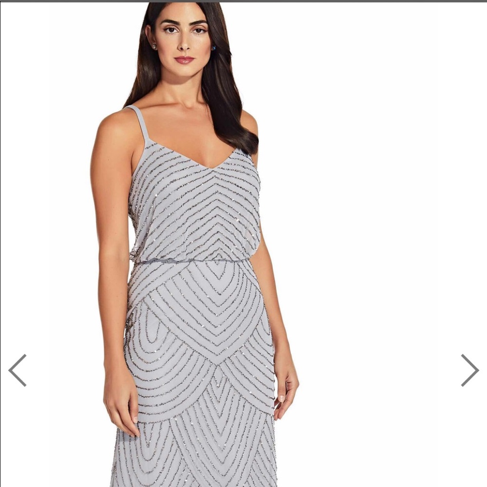 ADRIANNA PAPEL beaded floor length dress